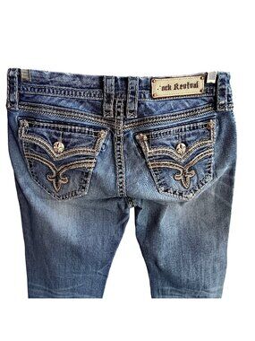 Rock Revival Jeans Ashley Boot Easy sz 28 Blue Distressed Bootcut